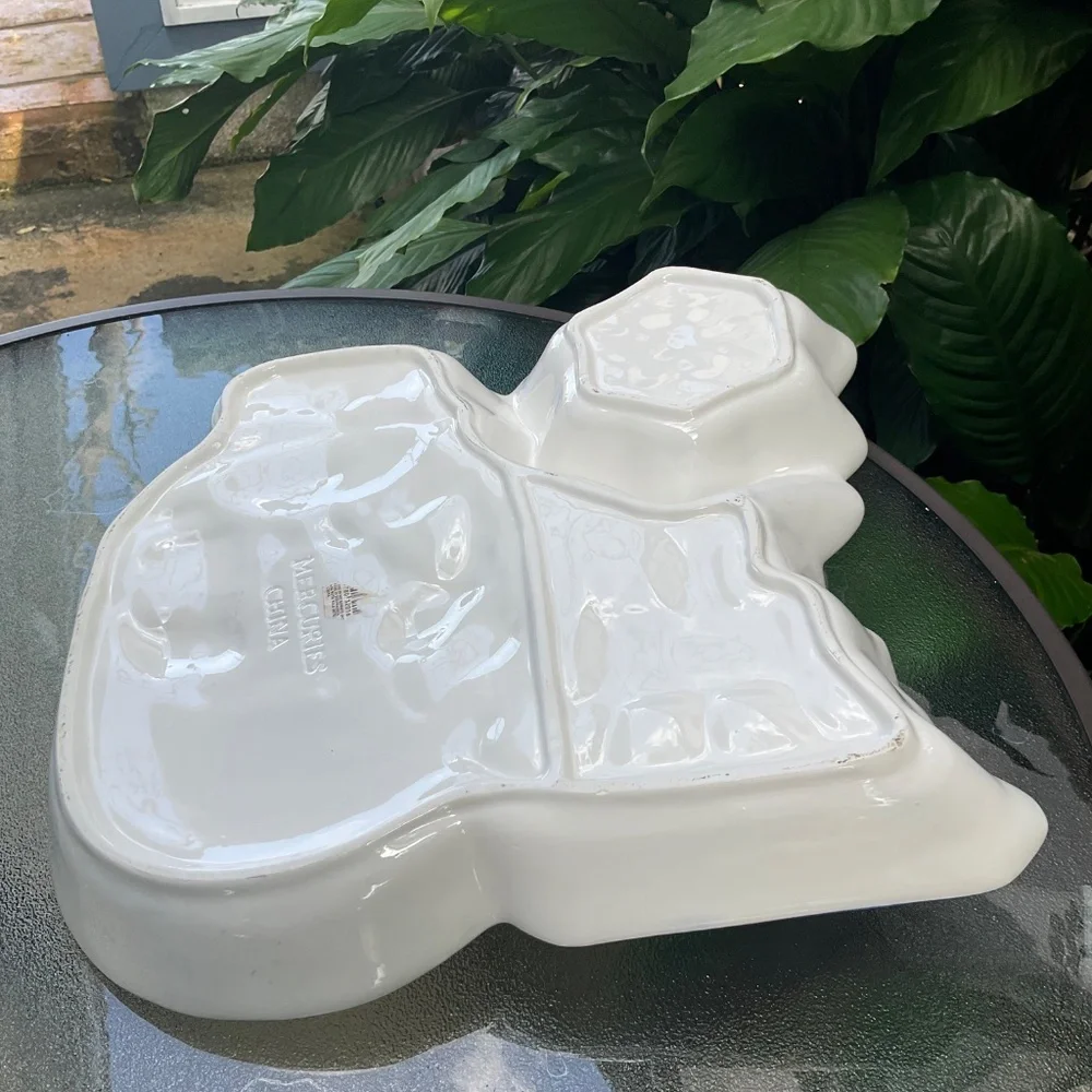 Large Christmas Mercuries Porcelain Snowman Chip & Dip Tray